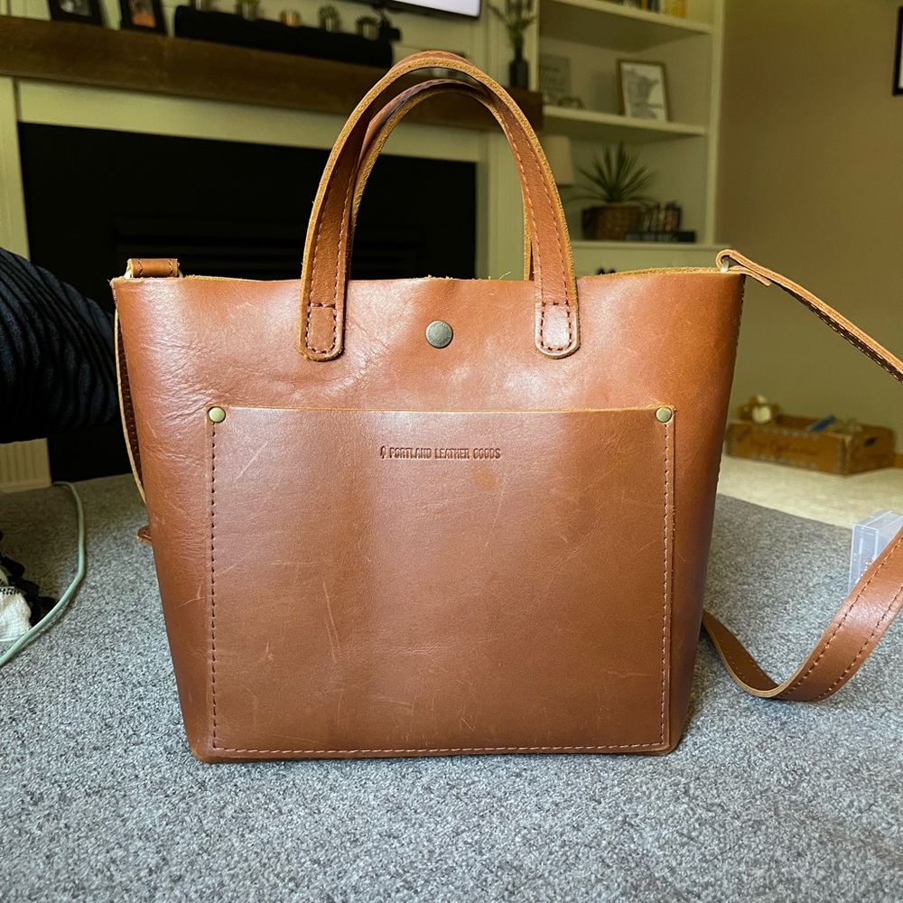 Portland Leather Mini Honey Crossbody Tote